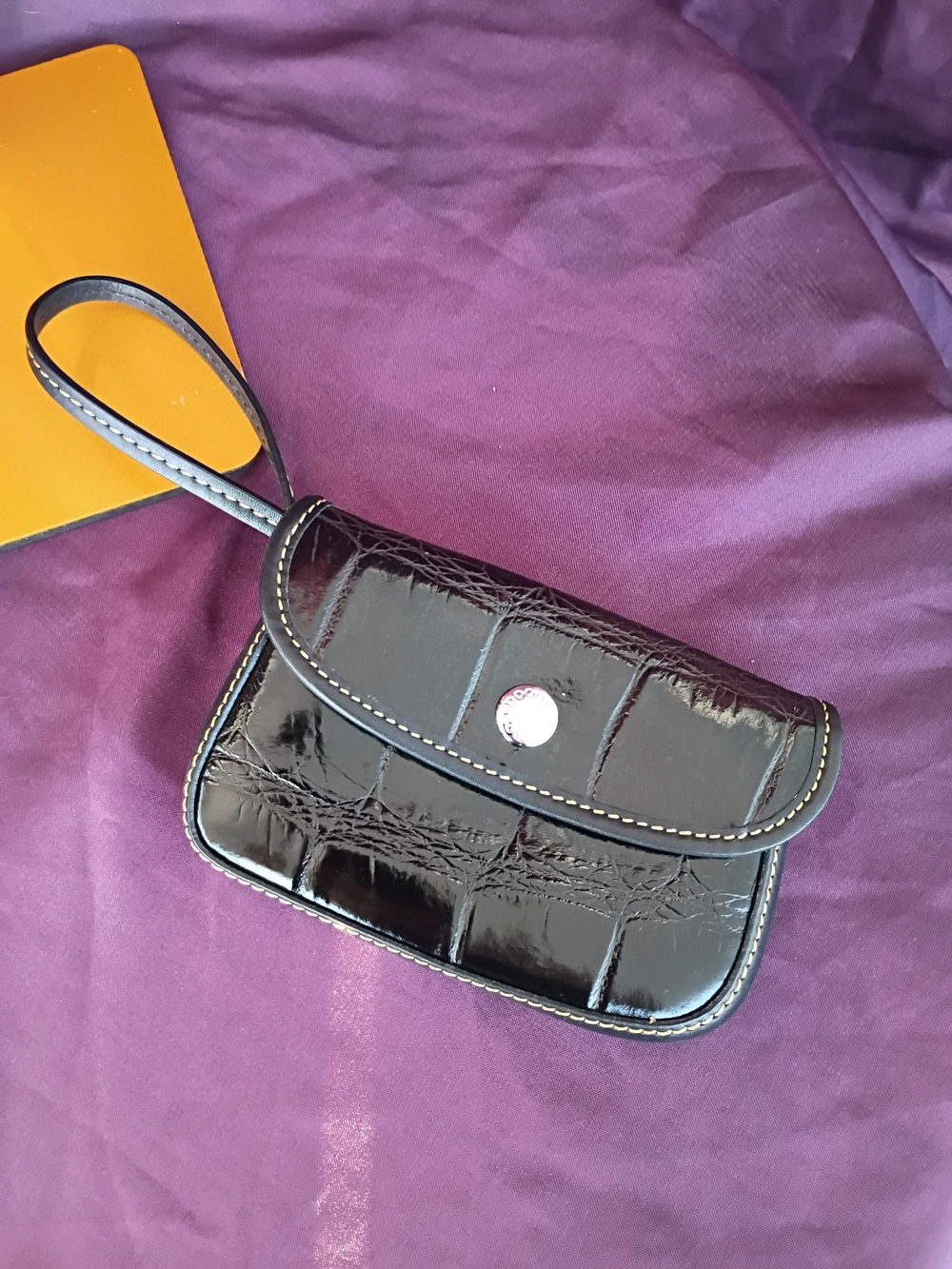 Dooney & Bourke Black Croc-Embossed Wristlet Clutch